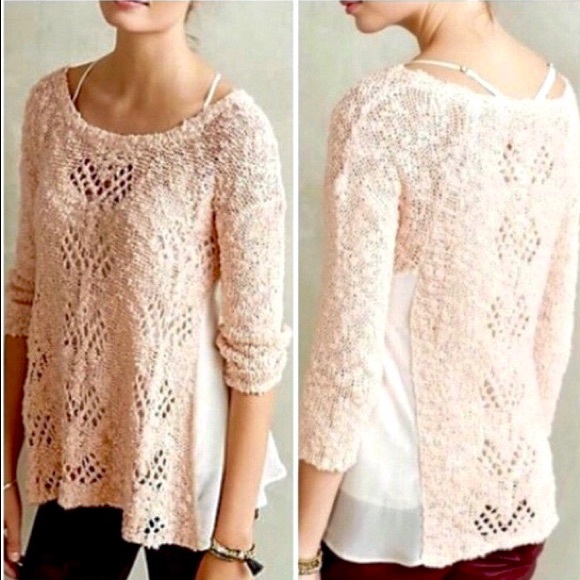 Anthropologie Sweaters - Anthropologie Knitted & Knotted Peach Sweater